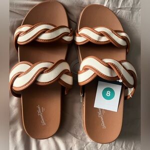 Universal Thread Tan and Cream Braided Sandals